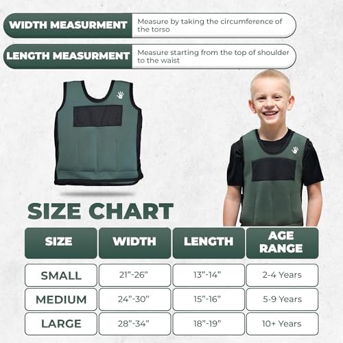 Weighted Vest For Kids - Adjustable Compression Vest With Six Removable Weights Included - Breathable Snug Fit Design