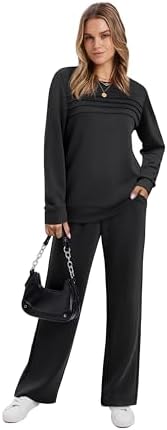 WIHOLL Women's 2 Piece Sets Sweatshirt Casual Travel Outfits Lounge Wide Leg Tracksuit Cozy Sweatsuits Fashion 2025