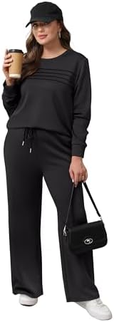 WIHOLL Women's 2 Piece Sets Sweatshirt Casual Travel Outfits Lounge Wide Leg Tracksuit Cozy Sweatsuits Fashion 2025