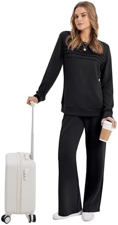 WIHOLL Women's 2 Piece Sets Sweatshirt Casual Travel Outfits Lounge Wide Leg Tracksuit Cozy Sweatsuits Fashion 2025