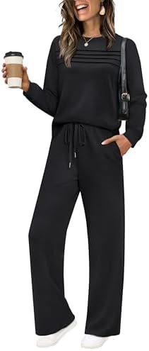 WIHOLL Women's 2 Piece Sets Sweatshirt Casual Travel Outfits Lounge Wide Leg Tracksuit Cozy Sweatsuits Fashion 2025