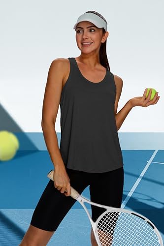 WIHOLL Women's Workout Tank Tops Sleeveless Athletic Racerback For Gym Yoga Running - Summer Fitness Tops Scoop Neck (S-XXL)