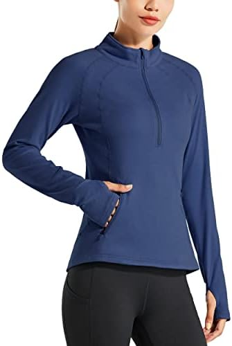 Willit Women's Fleece Running Jacket Pullover Thermal Equestrian Shirt Golf Shirt Long Sleeve Half Zip Exercise Winter Gear
