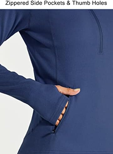 Willit Women's Fleece Running Jacket Pullover Thermal Equestrian Shirt Golf Shirt Long Sleeve Half Zip Exercise Winter Gear