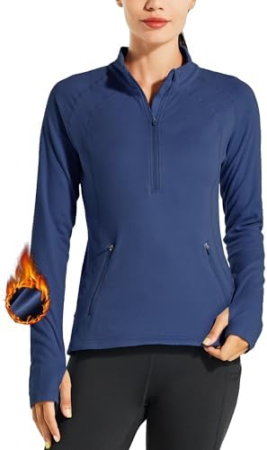 Willit Women's Fleece Running Jacket Pullover Thermal Equestrian Shirt Golf Shirt Long Sleeve Half Zip Exercise Winter Gear