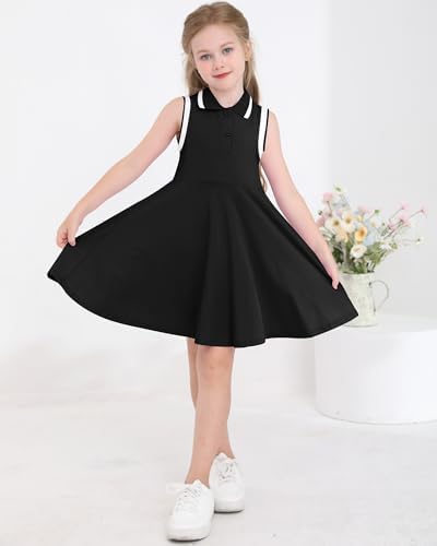 WISREMT Kids Girls Polo Dress Sleeveless Summer Tank Dress Tennis Golf Outfit Sport Active Dresses For School Casual Party