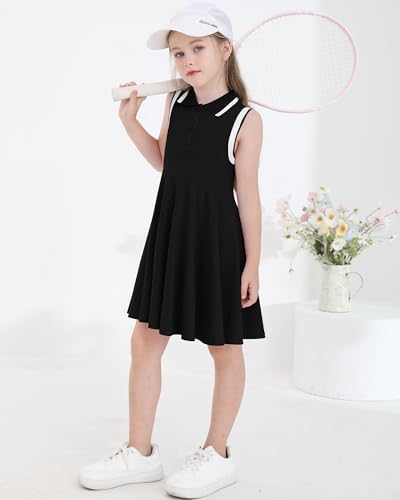 WISREMT Kids Girls Polo Dress Sleeveless Summer Tank Dress Tennis Golf Outfit Sport Active Dresses For School Casual Party