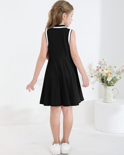 WISREMT Kids Girls Polo Dress Sleeveless Summer Tank Dress Tennis Golf Outfit Sport Active Dresses For School Casual Party