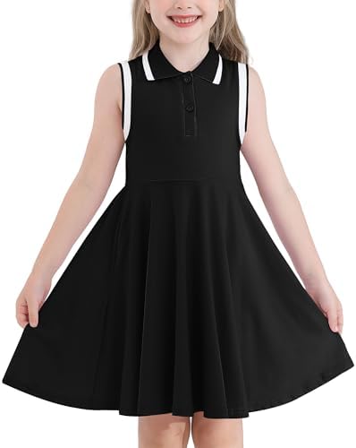 WISREMT Kids Girls Polo Dress Sleeveless Summer Tank Dress Tennis Golf Outfit Sport Active Dresses for School Casual Party