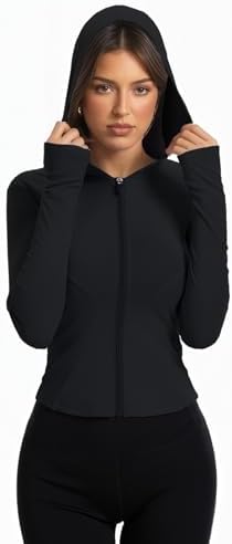 Women Bbl Jackets With Hood Compression Workout Tops Lined Or Unlined Lightweight Yoga Gym Jacket With Thumb Hole