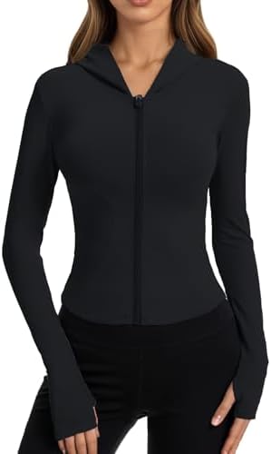 Women Bbl Jackets With Hood Compression Workout Tops Lined Or Unlined Lightweight Yoga Gym Jacket With Thumb Hole