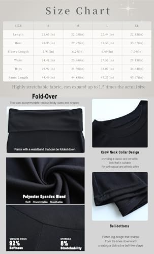 Women's 2 Piece Lounge Outfits Slim Short Sleeve Tops Low Rise Flare Leggings Sets Yoga Sweatsuit