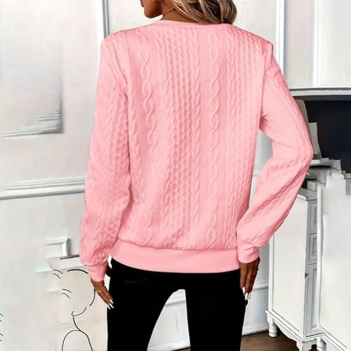 Women's Half Zip Quilted Pullover Sweatshirts Crew Neck Long Sleeve Tops Textured Solid Casual Fashion Fall Sweaters