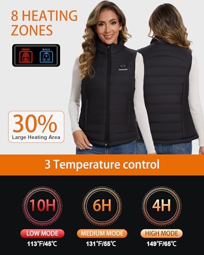 Women’s Heated Vest With 16000mAh Battery Pack Included Rechargeable Heated Vest For Women Lightweight Quilted