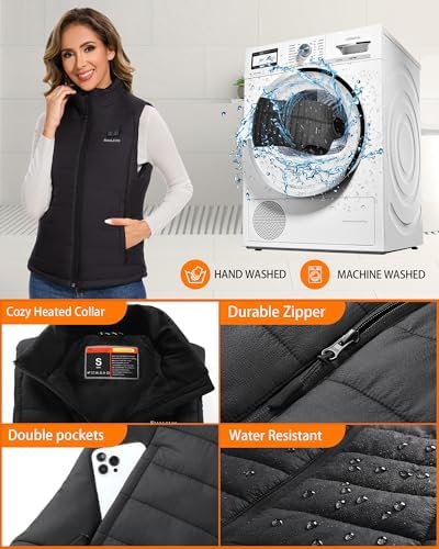 Women’s Heated Vest With 16000mAh Battery Pack Included Rechargeable Heated Vest For Women Lightweight Quilted