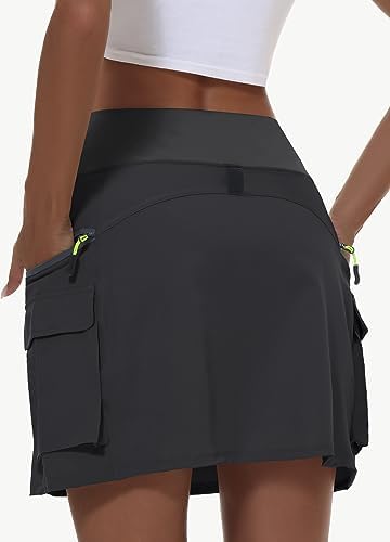 Women's Hiking Cargo Skort Skirt High Waisted Golf Dressy Casual With Zipper Pockets Workout Sport Quick Dry Skirts