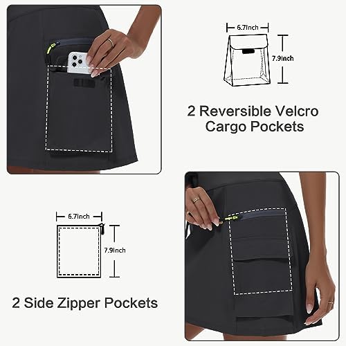 Women's Hiking Cargo Skort Skirt High Waisted Golf Dressy Casual With Zipper Pockets Workout Sport Quick Dry Skirts
