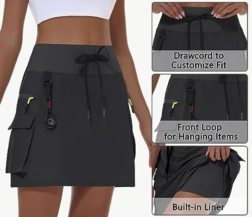 Women's Hiking Cargo Skort Skirt High Waisted Golf Dressy Casual With Zipper Pockets Workout Sport Quick Dry Skirts