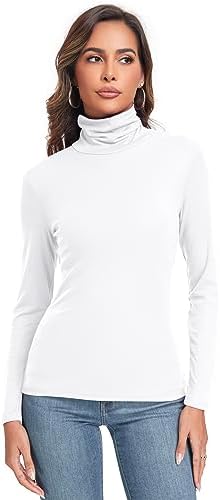 Women's Long Sleeve Casual Lightweight Turtleneck Top Slim Fit Thermal Active Layer Shirts