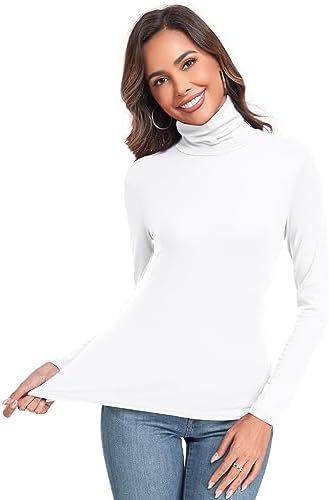 Women's Long Sleeve Casual Lightweight Turtleneck Top Slim Fit Thermal Active Layer Shirts
