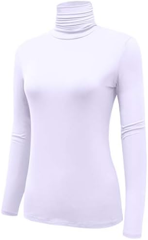 Women's Long Sleeve Lightweight Turtleneck Top Slim Fit Pullover T-Shirt (S-XXL)