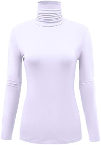 Women's Long Sleeve Lightweight Turtleneck Top Slim Fit Pullover T-Shirt (S-XXL)