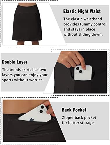 Women's Midi Length Skorts Skirts With 3 Pockets Modest Skirts Women's 24" Knee Length Skort