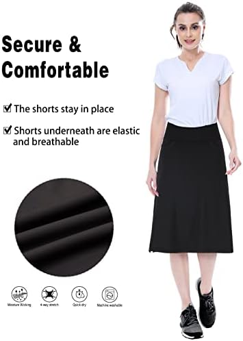 Women's Midi Length Skorts Skirts With 3 Pockets Modest Skirts Women's 24" Knee Length Skort