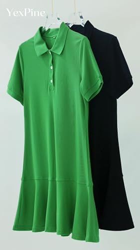 Women's Polo Dress Short Sleeve Ruffle Hem Golf Tennis Summer Mini Dresses