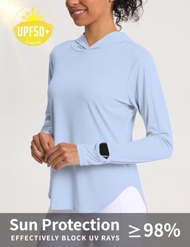 Women's Sun Shirt Hoodie Rash Guard Long Sleeve SPF UV Protection T-Shirts UPF 50+ Hiking Quick Dry Lightweight