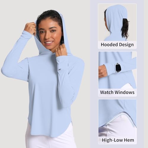 Women's Sun Shirt Hoodie Rash Guard Long Sleeve SPF UV Protection T-Shirts UPF 50+ Hiking Quick Dry Lightweight