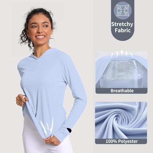 Women's Sun Shirt Hoodie Rash Guard Long Sleeve SPF UV Protection T-Shirts UPF 50+ Hiking Quick Dry Lightweight