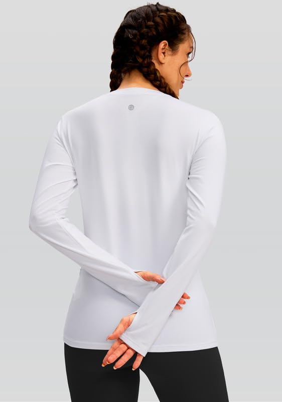 Women's Thermal Fleece Tops Long Sleeve Workout Shirts Running Athletic Base Layer With Thumb Holes Zipper Pocket