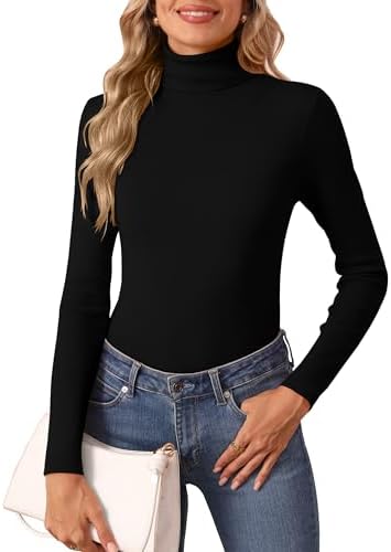 Women's Turtleneck Long Sleeve Shirts Fall Fashion Basic Thermal Underwear Tops Winter Clothes 2025