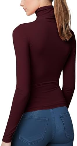 Women's Turtleneck Long Sleeve Shirts Thermal Base Layer Underwear Tops Lightweight Undershirt