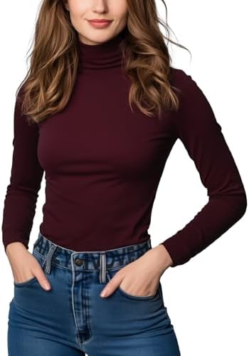 Women's Turtleneck Long Sleeve Shirts Thermal Base Layer Underwear Tops Lightweight Undershirt