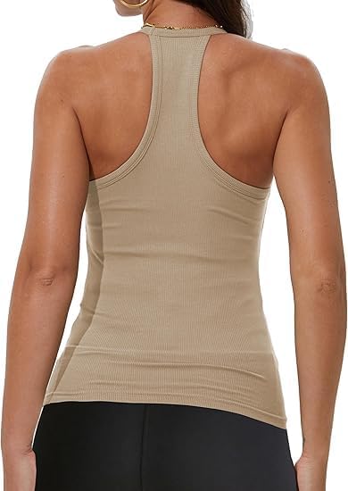 Women's V-neck Slimming Ribbed Sleeveless Sports Vest Summer Casual And Fashionable Strappy Vest