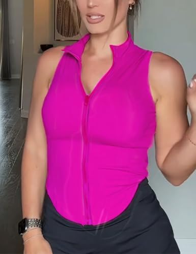 Women's Workout Activewear Vests Cropped Sleeveless Yoga Athletic Golf Shirt Tank Tops