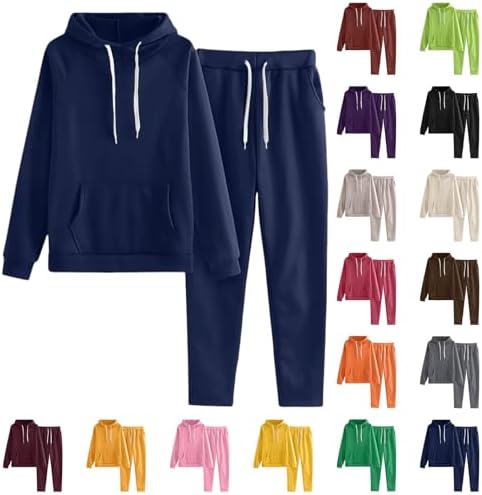 Womens 2 Piece Outfits Lounge Hoodie Sweatsuit Sets Oversized Sweatshirt Baggy Fall Comfy Sweatpants with Pockets