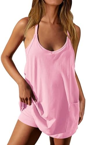 Womens Athletic Dress Hot Shot Mini Dress Built in Shorts Summer Workout Romper Dress 2025 Trendy Outfit