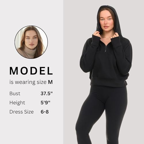 Womens Half Zip Hoodie - Fleece Cropped Sweatshirt For Women Quarter Zip Up Pullover