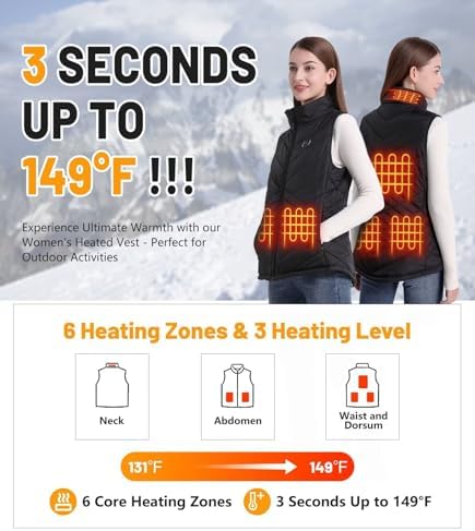 Womens Heated Vest 5IN1 Smart Controller Electric Heating Jacket Coat Vests Gifts For Women
