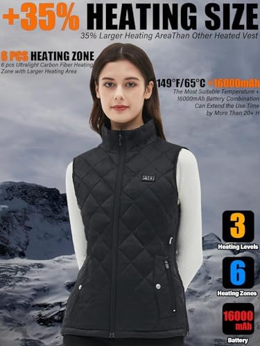 Womens Heated Vest With Battery Pack Included-16000mAh Electric Heating Vest USB Lightweight Heating Clothing