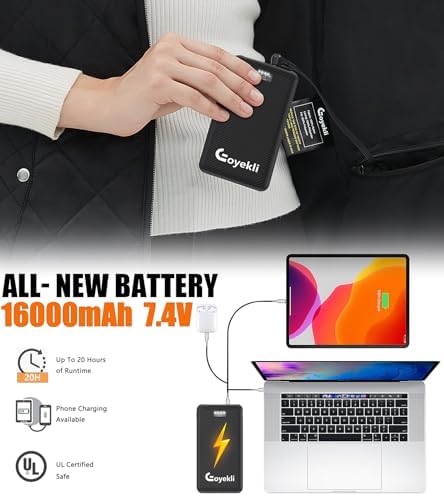 Womens Heated Vest With Battery Pack Included-16000mAh Electric Heating Vest USB Lightweight Heating Clothing