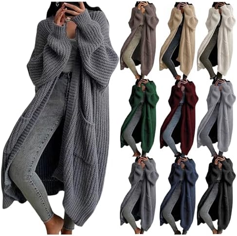 Womens Long Cardigan Sweaters Open Front Cardigan Oversized Knit Chunky Sweater Fall Winter Coat Outwear