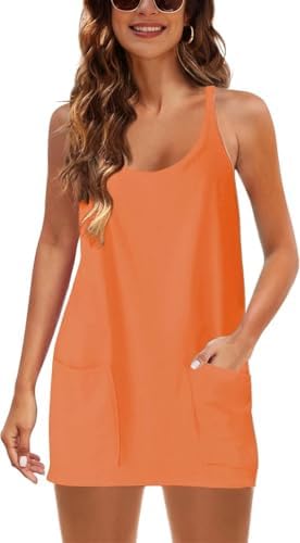 Womens Sleeveless Athletic Hot Shot Mini Dress With Built-in Shorts Sundress