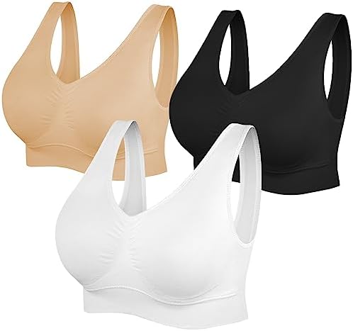 Womens Sports Bras Yoga Comfort Seamless Stretchy Sports Bra for Women 3 Pack