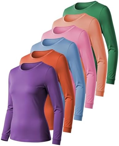 Womens Ultra Soft Midweight Baselayer Top All Season Thermal Scoop Neck Long Sleeve Shirt Multi Packs