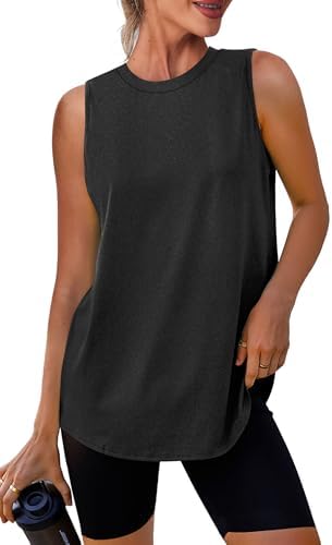 Womens Workout Tank Tops Lightweight Sleeveless Shirts for Women Loose Fit Tops for Athletic Running Tennis Yoga