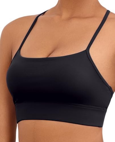 Womens Y Sports Bras Yoga Top With Removable Cups Spaghetti Thin Strap Workout Bra Tops